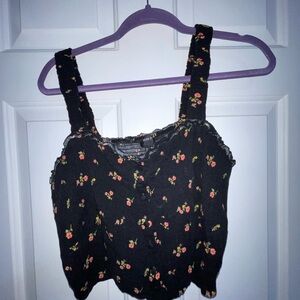 Forever 21 Black Floral Crop Top